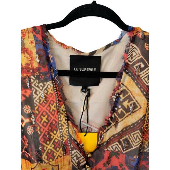 LE SUPERBE - Wo Joni Long Sleeve Maxi Dress - Tapestry Patchwork - size 4 (NWT) - Picture 5 of 16